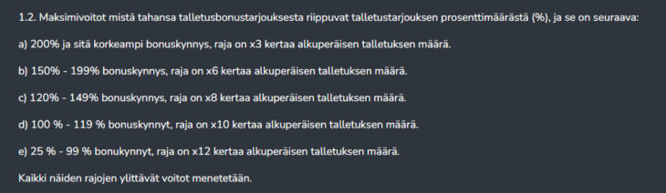 betstro bonus ehdot voittokatto