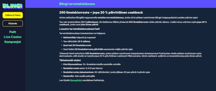 blingi casino bonus