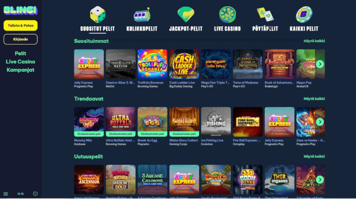 blingi casino pelivalikoima