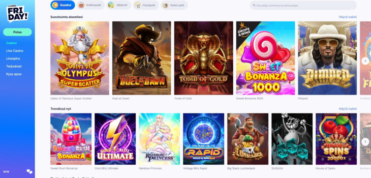 casino fridayn pelivalikoima