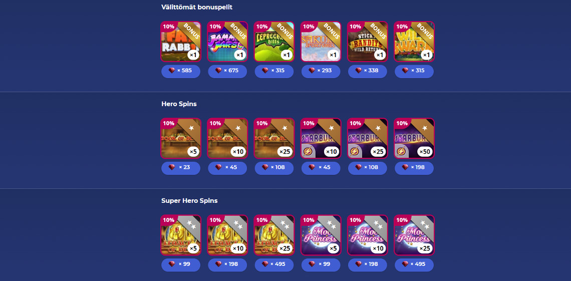 casino heroes rubiinit