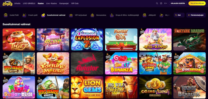 casinoloots pelivalikoima