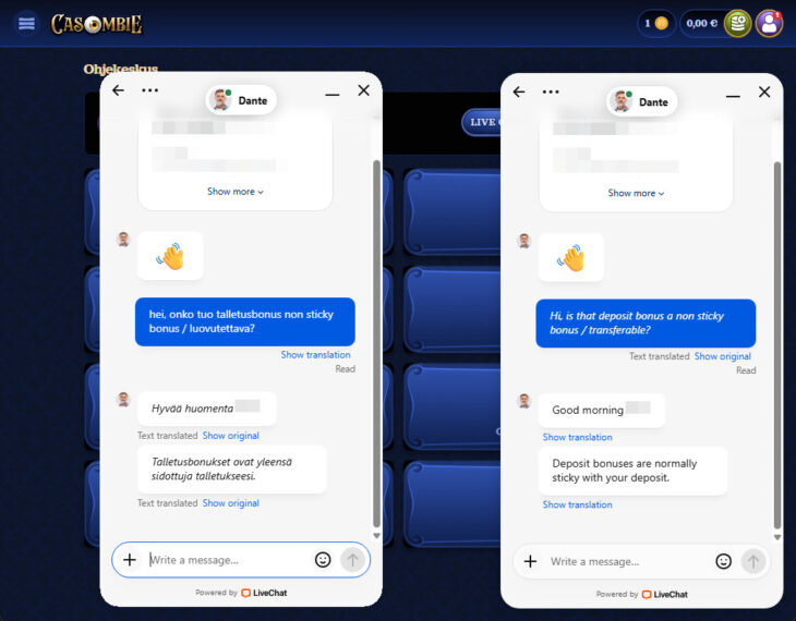 casombie asiakaspalvelu