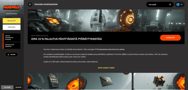 hurmio käteispalautus