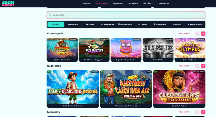 jackburst pelivalikoima