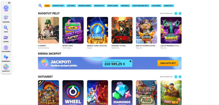 kiekka kasino pelivalikoima