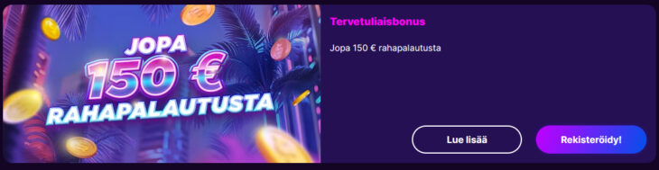 megarush käteispalautus