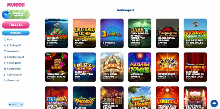 munkki kasino pelivalikoima