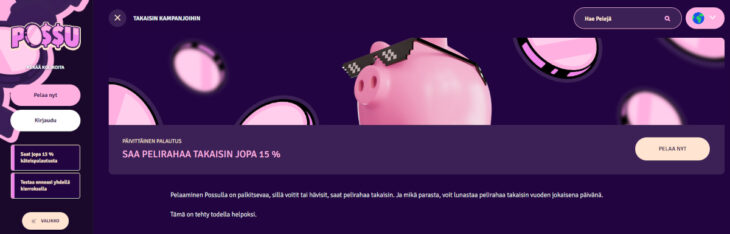 possu käteispalautus