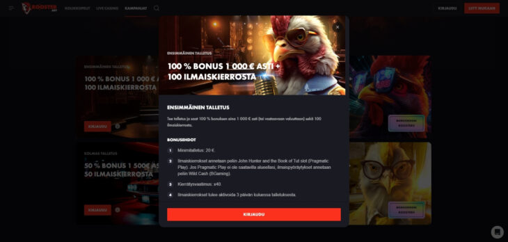 rooster.bet bonus