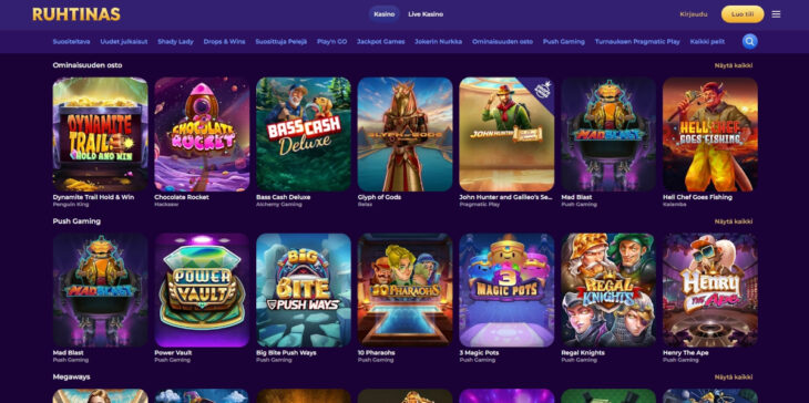 ruhtinas kasino pelivalikoima