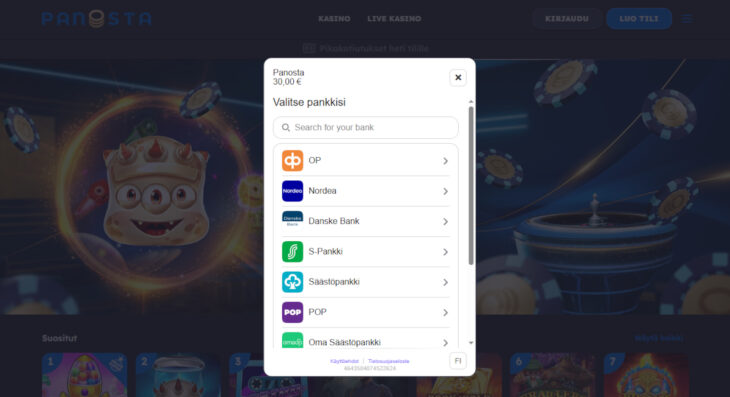 tallettaminen panosta casinolla