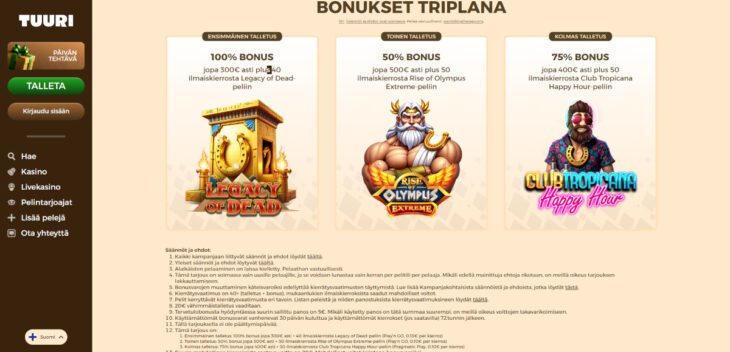 tuuri kasino bonus
