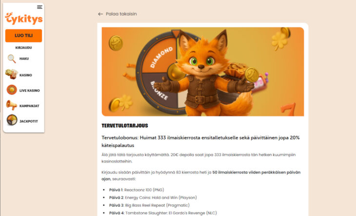 tykitys casino bonus