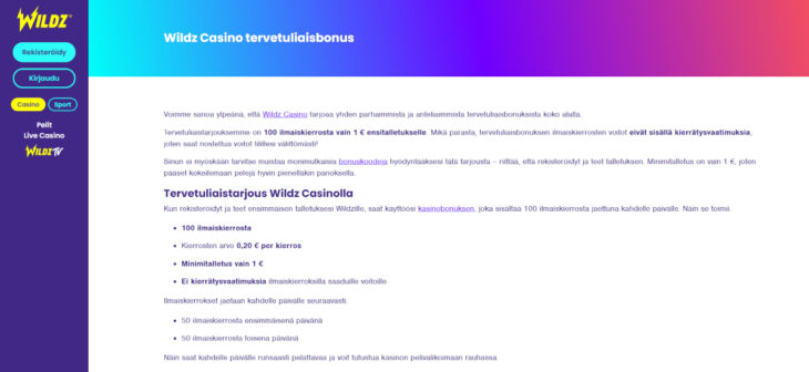 wildz talletusbonus